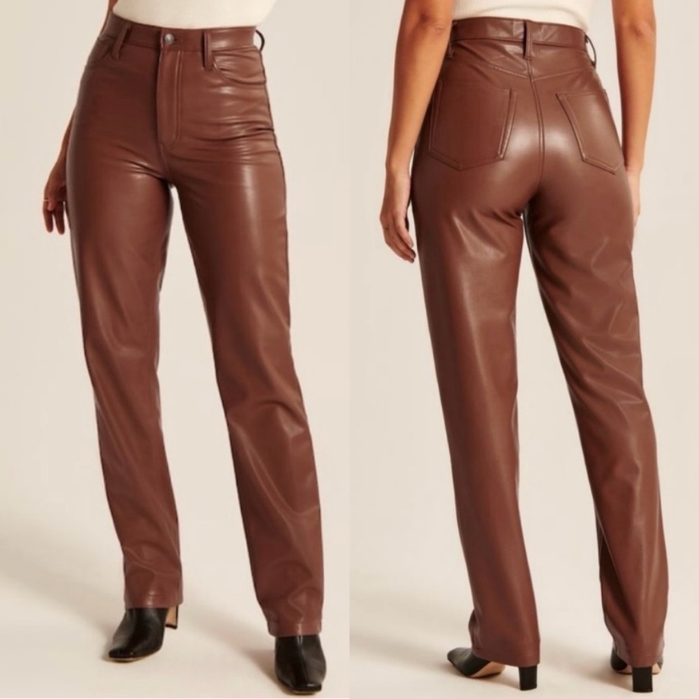 Abercrombie & Fitch Tall Faux Leather The 90s Straight Leg Ultra High Rise Pants